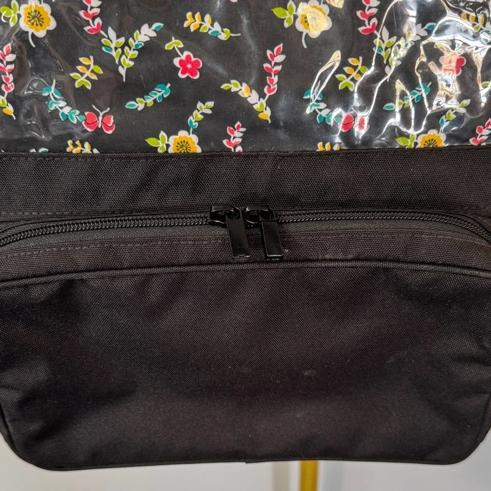 Vera Bradley Black Hanging cosmetics Organizer with Floral Trim EUC